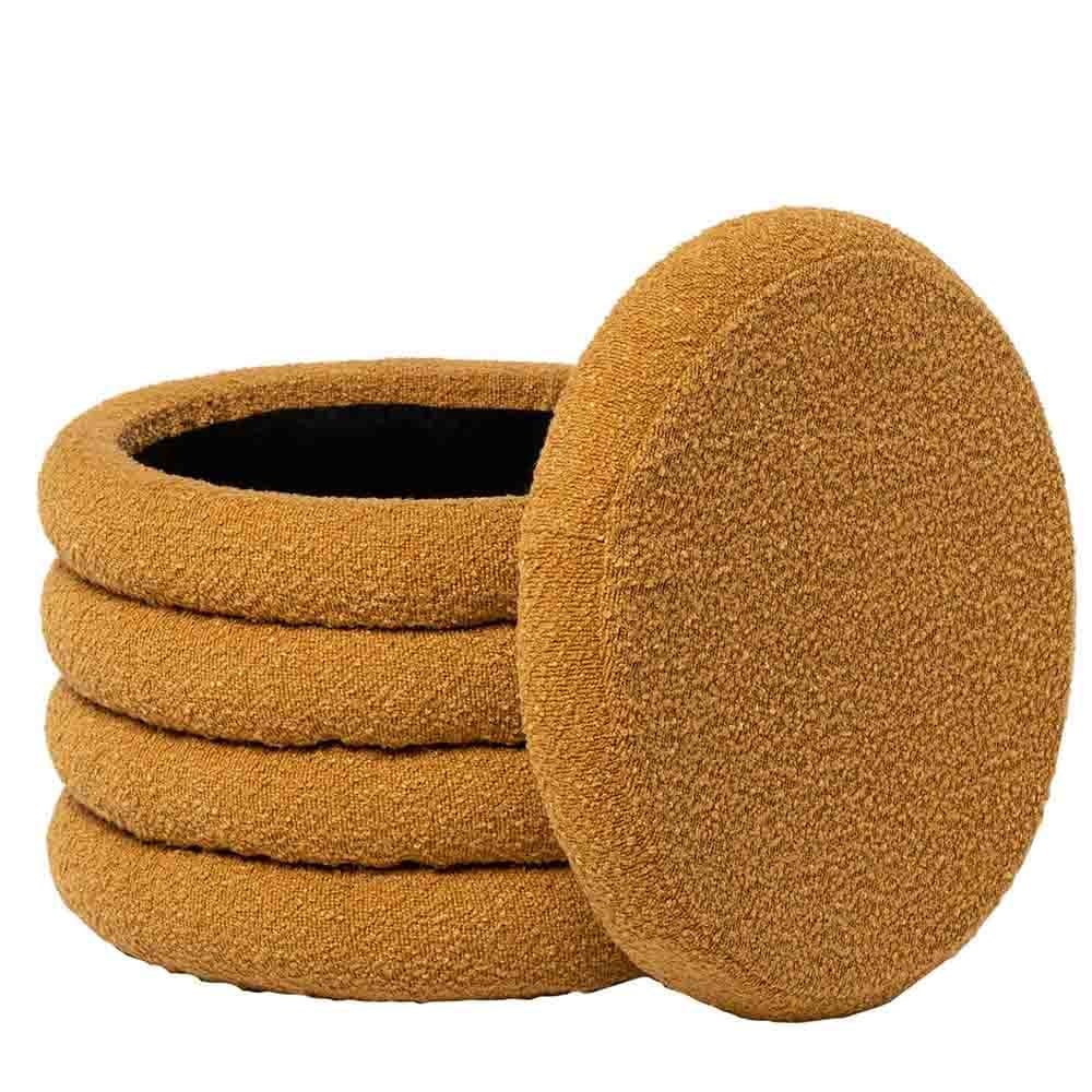 Harry storage pouf by Somcasa covered in shearling fabric