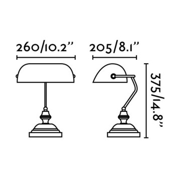 Banker Bordlampe | Børstet stål og glas