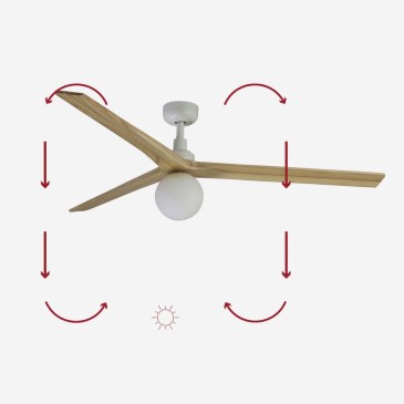 Faro Barcelona Wooden Ceiling Fan with Integrated Light