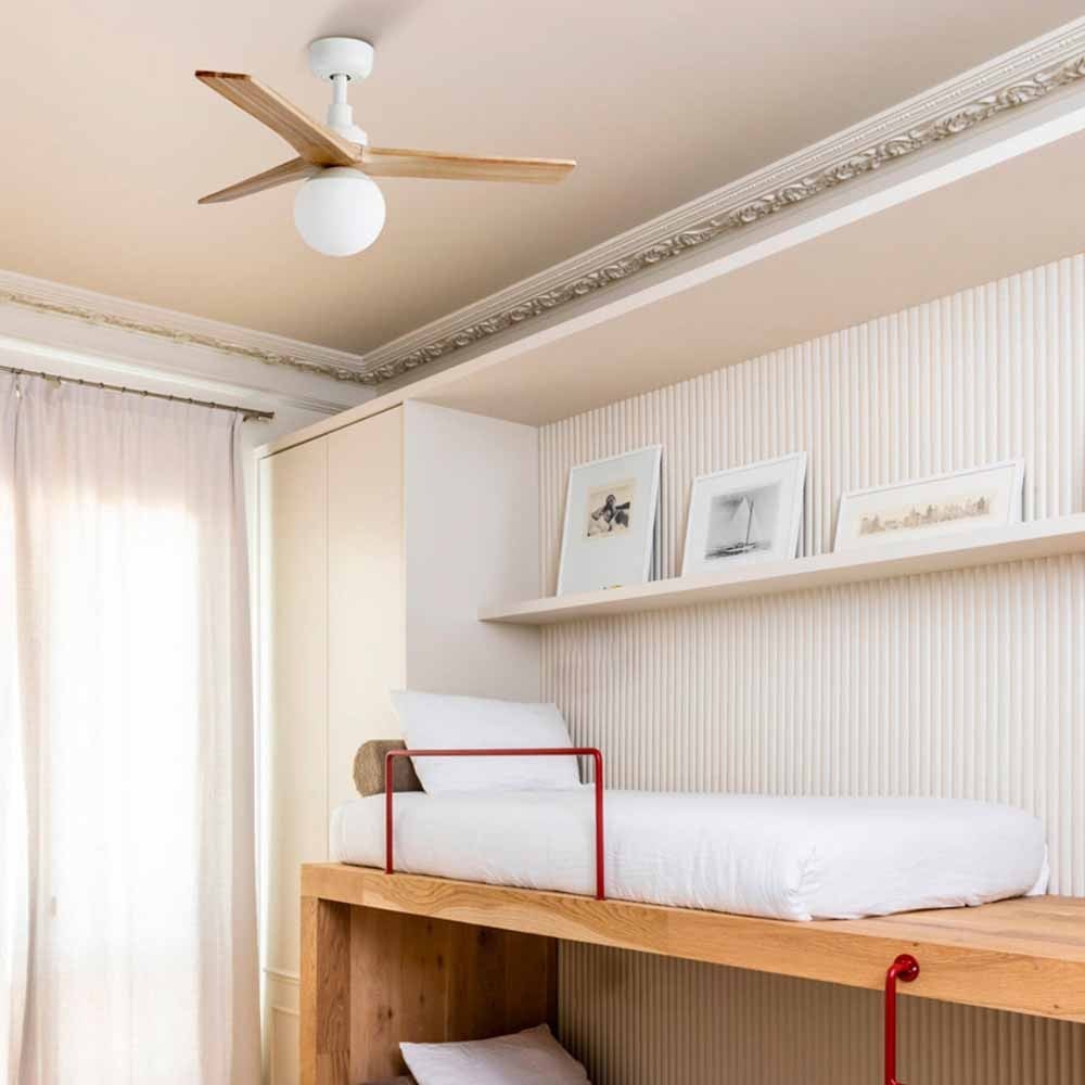 Faro Barcelona Wooden Ceiling Fan with Integrated Light