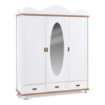 Wardrobe for girls' bedrooms, three with central mirror