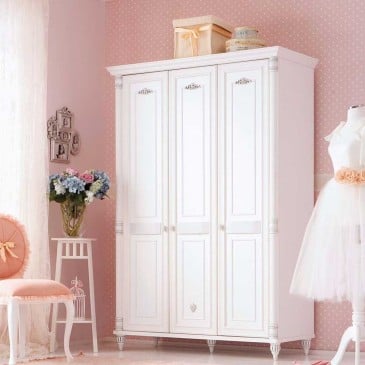 Armoire raffinée à 3 portes Romantik, pour fille.