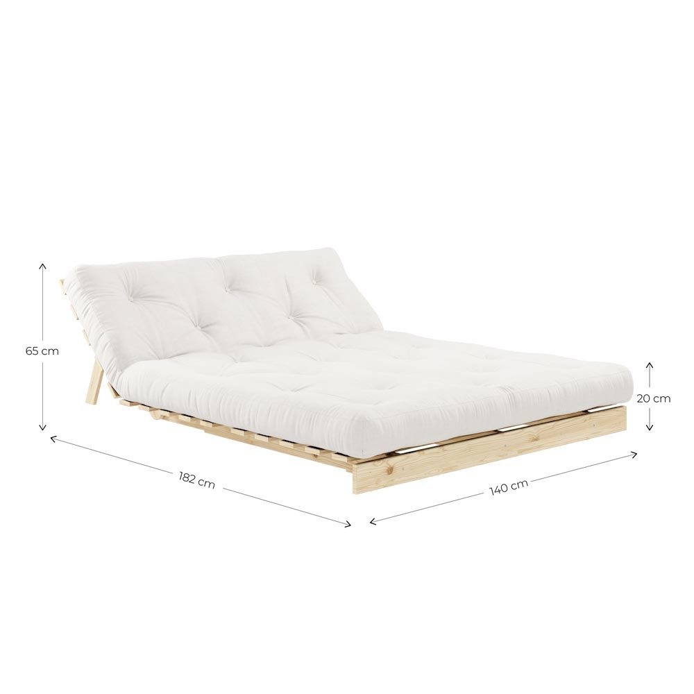 Roots slaapbank 140/160 in grenenhout - chaise longue en bed