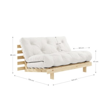 Roots Schlafsofa 140/160 aus Kiefernholz – Chaiselongue und Bett