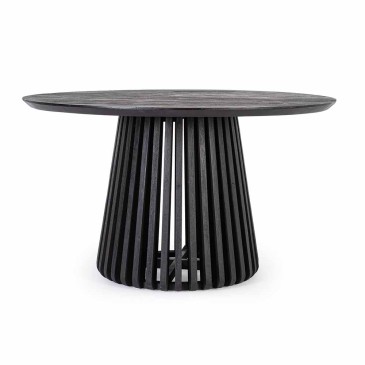 Table Ronde Noir/Naturel Bizzotto | Pour 6 personnes | Conception moderne