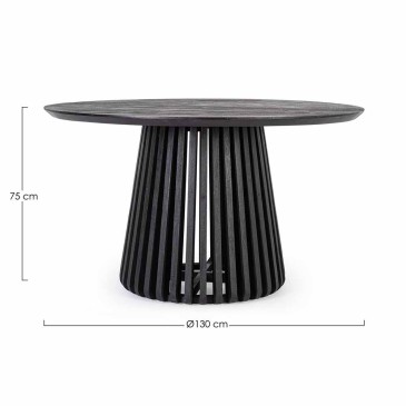 Round Table Black/Natural Bizzotto | For 6 People | Modern Design