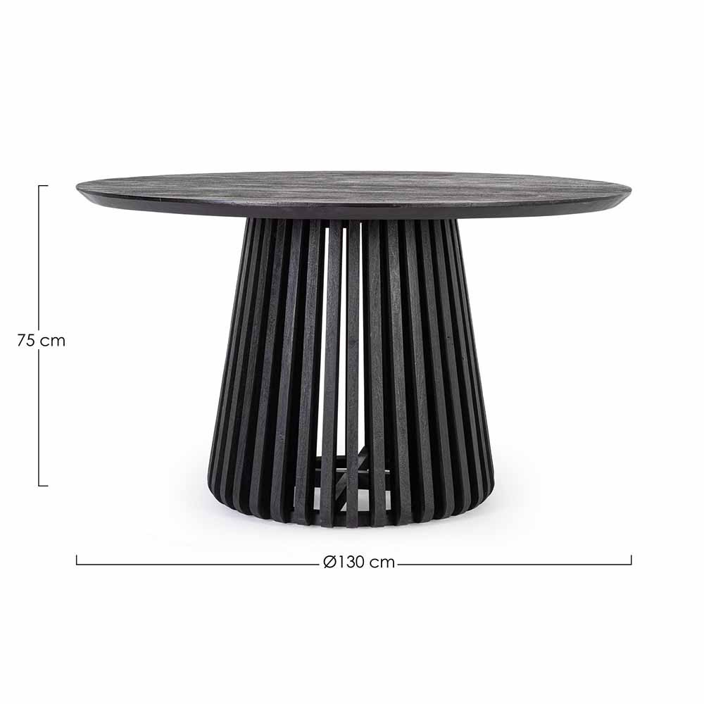 Table Ronde Noir/Naturel Bizzotto | Pour 6 personnes | Conception moderne