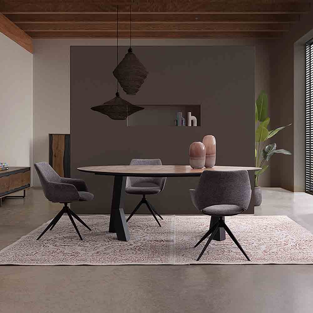 Rectangular Table Bizzotto 200x115 cm | MDF Oak and Black Steel