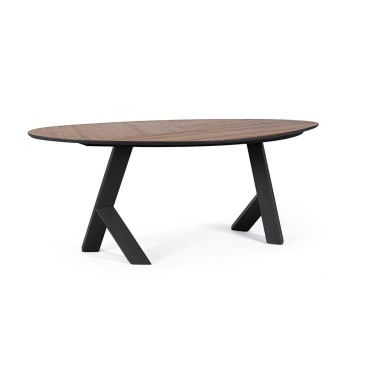 Rectangular Table Bizzotto 200x115 cm | MDF Oak and Black Steel