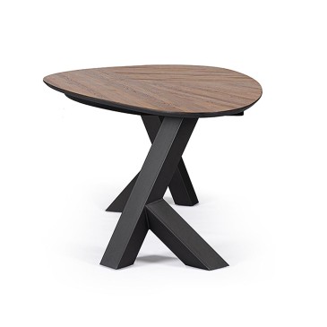 Rectangular Table Bizzotto 200x115 cm | MDF Oak and Black Steel