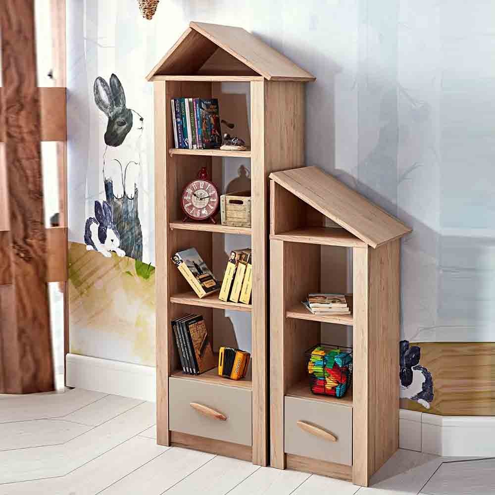 Boekenkast uit de My House Line met stevige planken en twee comfortabele lades