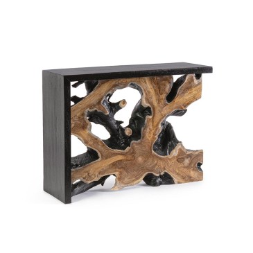 Console Sherwood Bizzotto : racines uniques en bois de teck et de suar