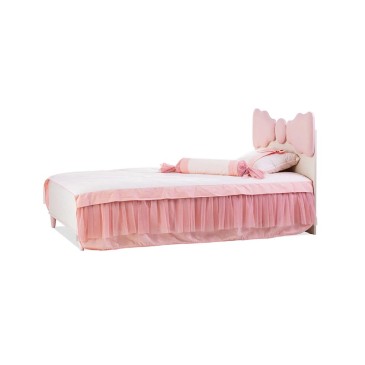 Pollina line bed for girls with bow-shaped headboard 100x200 cm in various versions