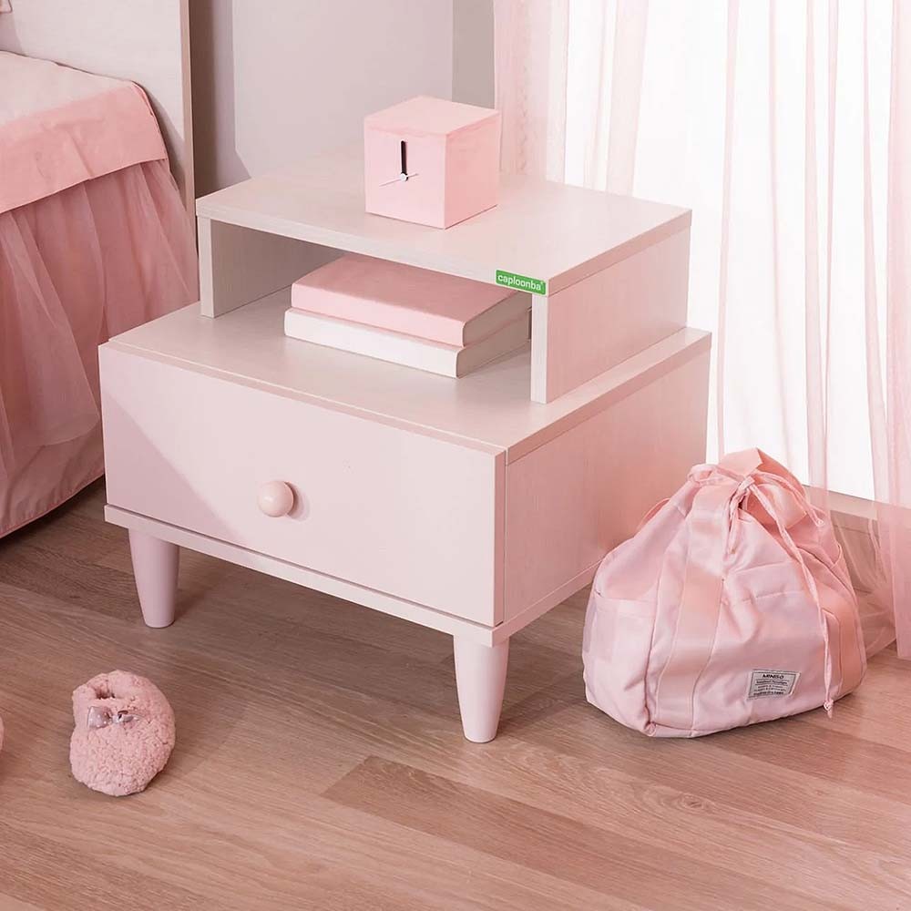 25kg resistant bedside table: large drawer, E1 chipboard, ABS feet