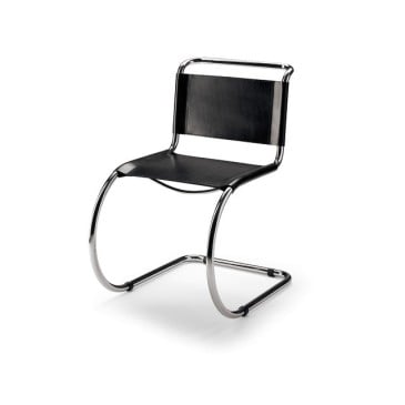 Heruitgave van Mr Chair van Ludwig Mies van Der Rohe in leer of rotan met of zonder armleuningen