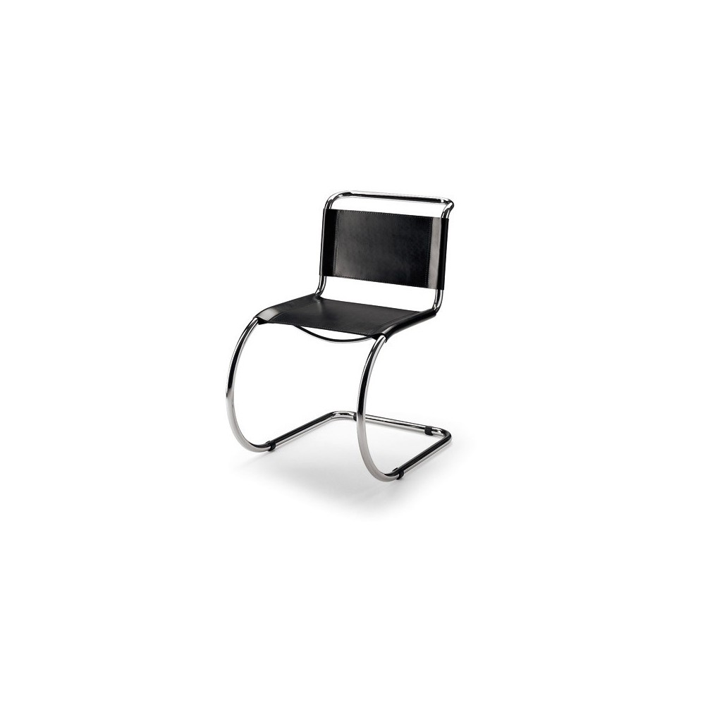 Heruitgave van Mr Chair van Ludwig Mies van Der Rohe in leer of rotan met of zonder armleuningen