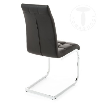 Ensemble de 4 chaises Cosy de Tomasucci avec structure luge en métal et recouvertes de cuir synthétique en trois finitions diffé