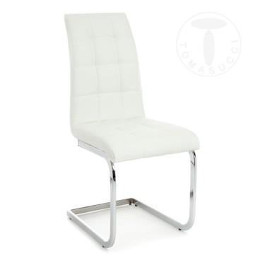 Ensemble de 4 chaises Cosy de Tomasucci avec structure luge en métal et recouvertes de cuir synthétique en trois finitions diffé