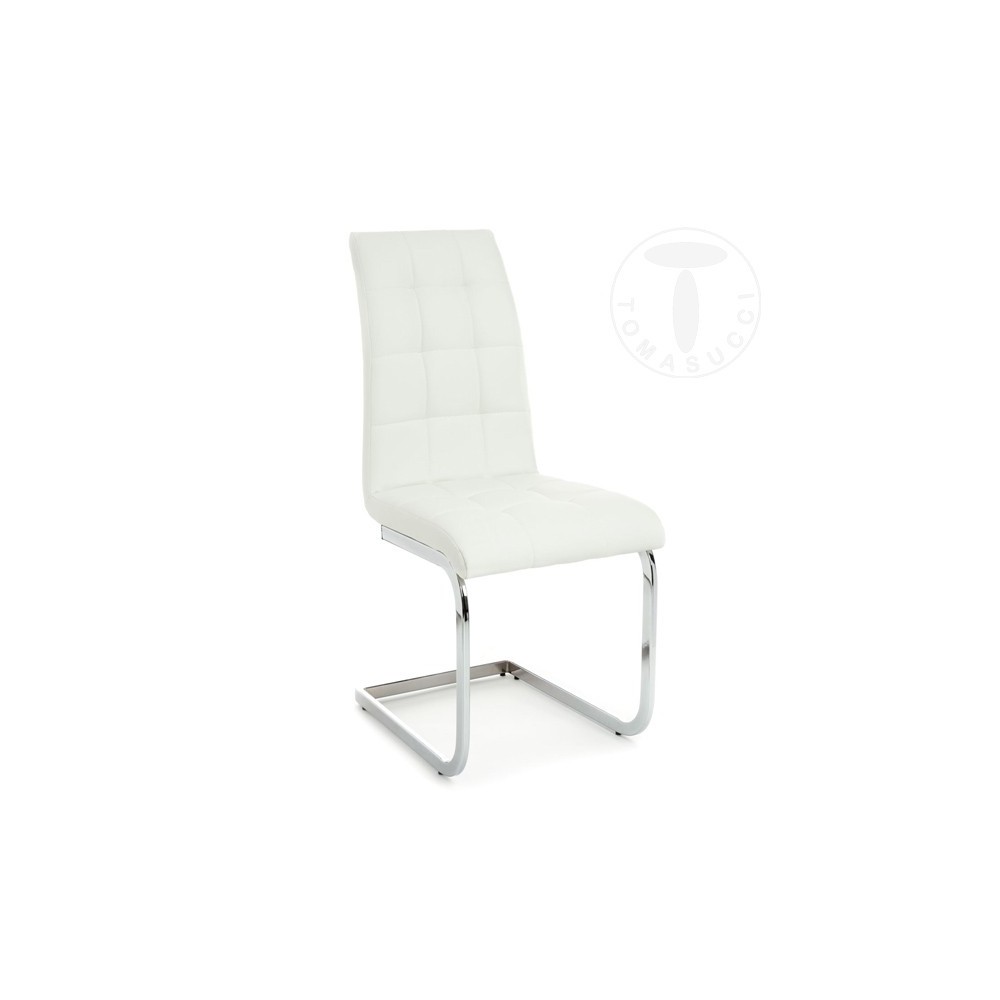 Ensemble de 4 chaises Cosy de Tomasucci avec structure luge en métal et recouvertes de cuir synthétique en trois finitions diffé