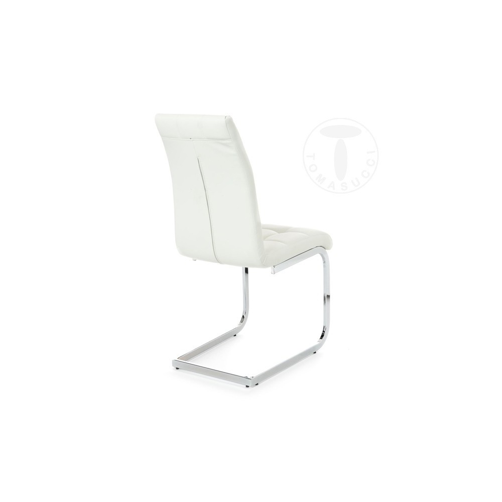 Ensemble de 4 chaises Cosy de Tomasucci avec structure luge en métal et recouvertes de cuir synthétique en trois finitions diffé