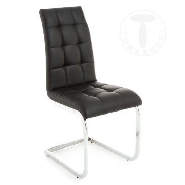 Ensemble de 4 chaises Cosy de Tomasucci avec structure luge en métal et recouvertes de cuir synthétique en trois finitions diffé