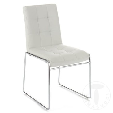 Set of 2 Alice chairs by Tomasucci with chromed metal frame and synthetic leather upholstery available in two finishes