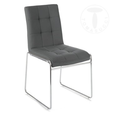 Set 2 Alice chairs by Tomasucci with chromed metal structure and synthetic leather upholstery available in two finishes