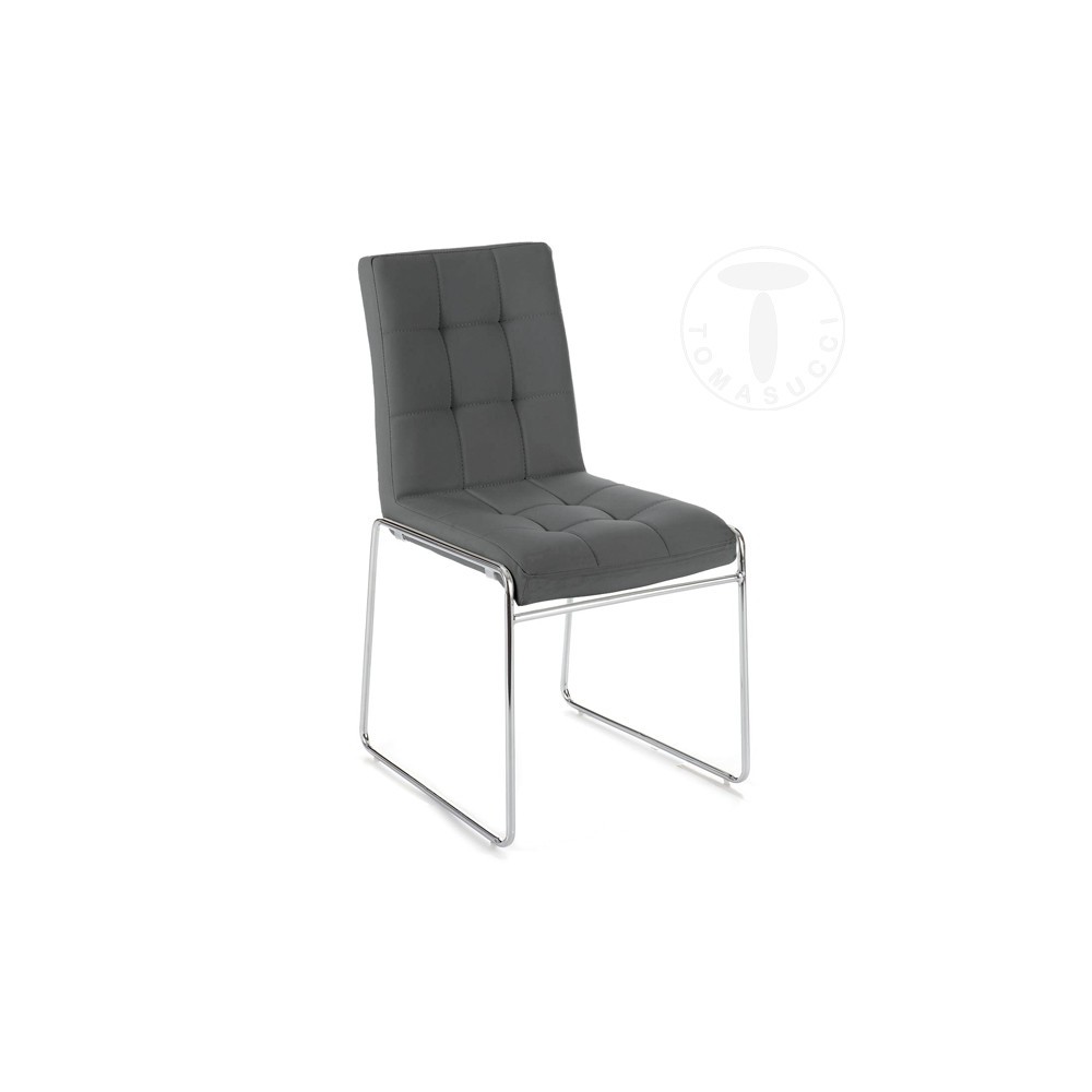 Set 2 Alice chairs by Tomasucci with chromed metal structure and synthetic leather upholstery available in two finishes