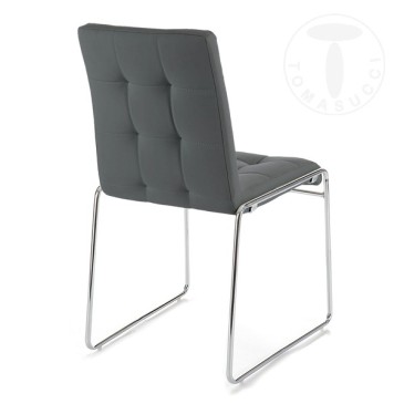 Set 2 Alice chairs by Tomasucci with chromed metal structure and synthetic leather upholstery available in two finishes