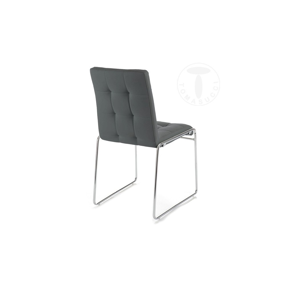 Set 2 Alice chairs by Tomasucci with chromed metal structure and synthetic leather upholstery available in two finishes