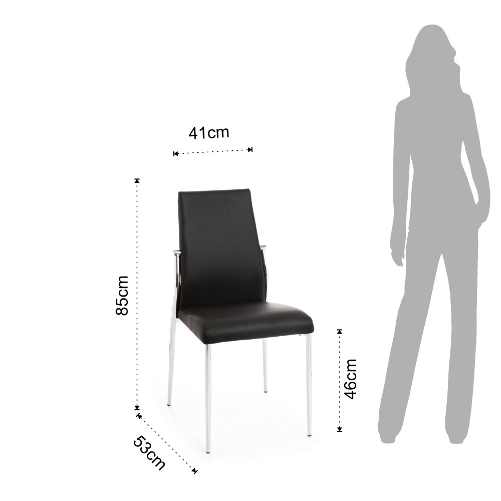 Juego de 4 sillas Margò de Tomasucci con estructura de metal cromado revestido en piel sintética disponible en tres colores