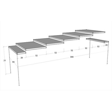 Console extensible en métal Futura avec plateau en mélaminé et structure télescopique