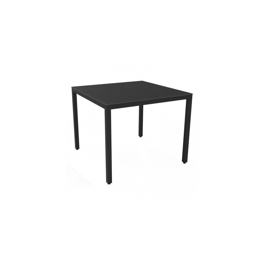 Barcino Compact square and stackable outdoor table in liquid painted aluminum available in two finishes