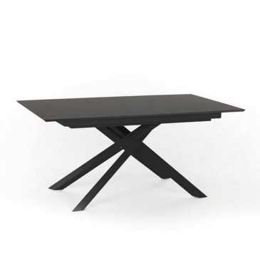 Xavier table by Stones rectangular with extendable crossed feet