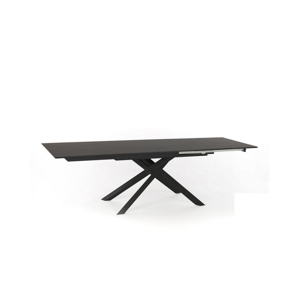 Xavier table by Stones rectangular with extendable crossed feet