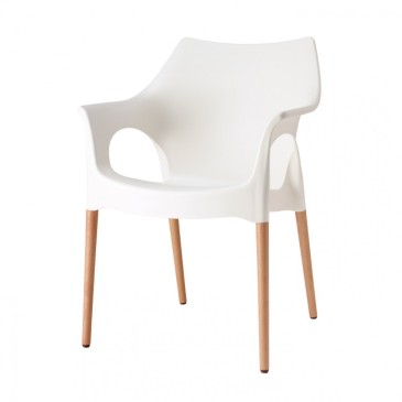 White Natural Ola chair with armrests by Scab