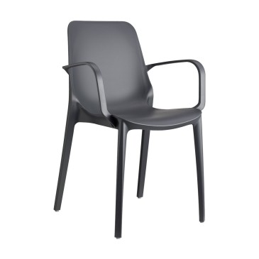 Silla de exterior Ginevra negra de Scab con reposabrazos