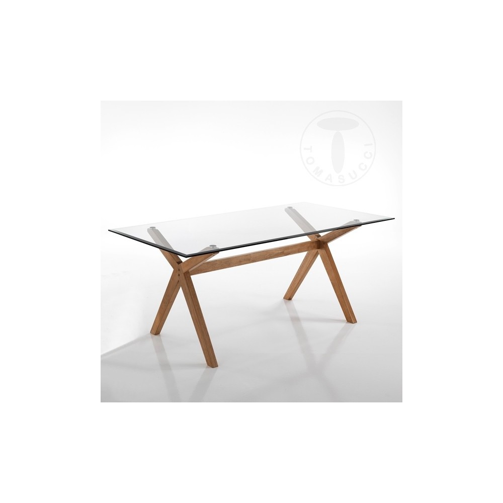 Table Kyra X Base Chene Et Plateau En Verre Du Design Accrochant