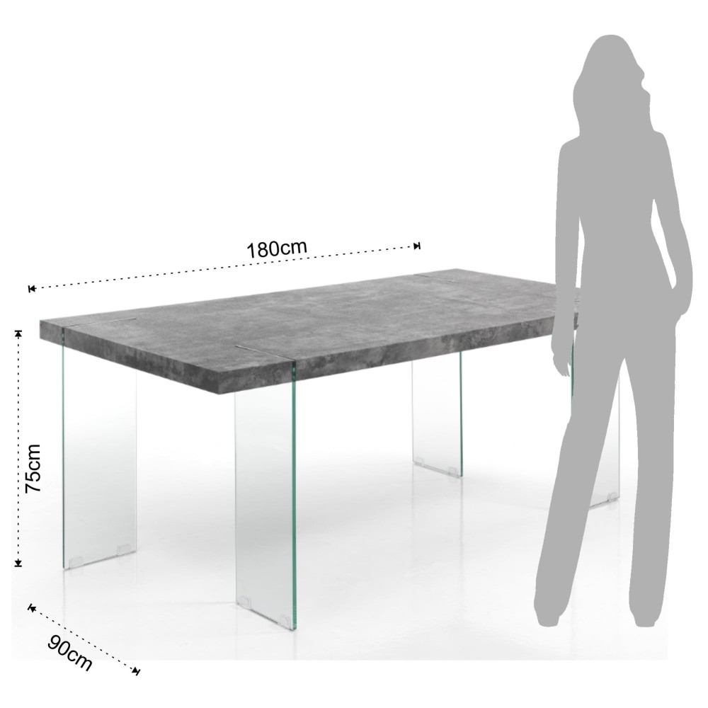 Waver Cement Tisch Von Tomasucci Mit Glasbeinen Und Holzplatte